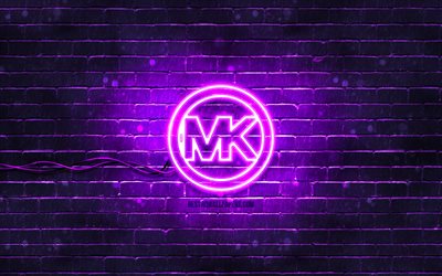 Michael Kors violet logo, 4k, violet brickwall, Michael Kors logo, fashion brands, Michael Kors neon logo, Michael Kors
