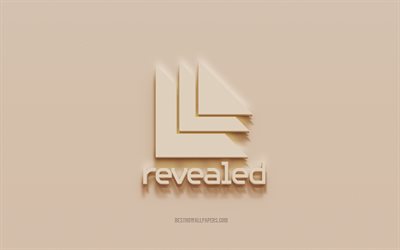 Revealed Recordings logo, brown plaster background, Revealed Recordings 3d logo, musicians, Revealed Recordings emblem, 3d art, Revealed Recordings