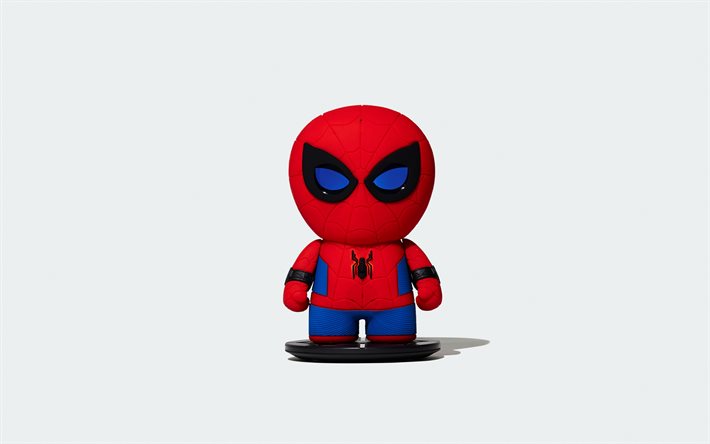 3D Spider-Man, 4k, minimal, superhj&#228;ltar, Spiderman, Spider-Man minimalism, Marvel Comics, Spider-Man