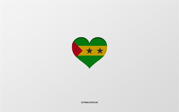 Amo Sao Tome e Principe, paesi dell&#39;Africa, Sao Tome e Principe, sfondo grigio, cuore della bandiera di Sao Tome e Principe, paese preferito, Love Sao Tome e Principe