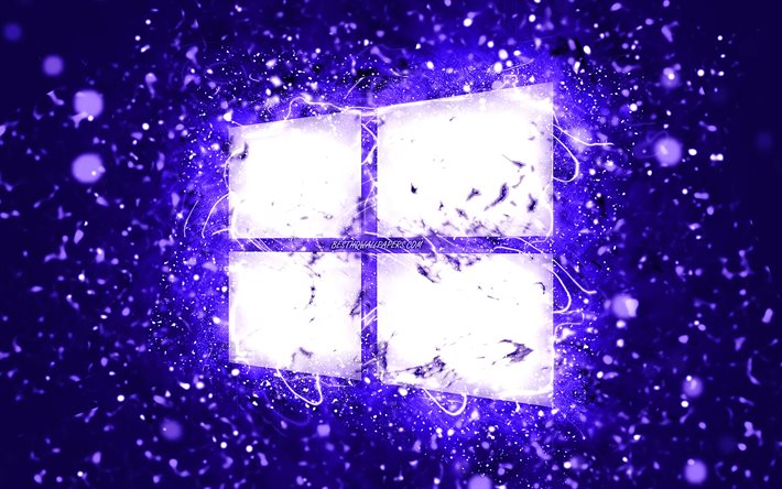 Download Wallpapers Windows 10 Dark Blue Logo 4k Dark Blue Neon