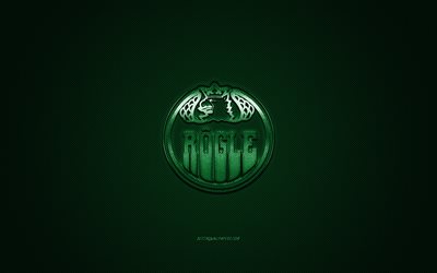 Rogle BK, Swedish hockey club, SHL, green logo, green carbon fiber background, ice hockey, Angelholm, Sweden, Rogle BK logo, Swedish Hockey League