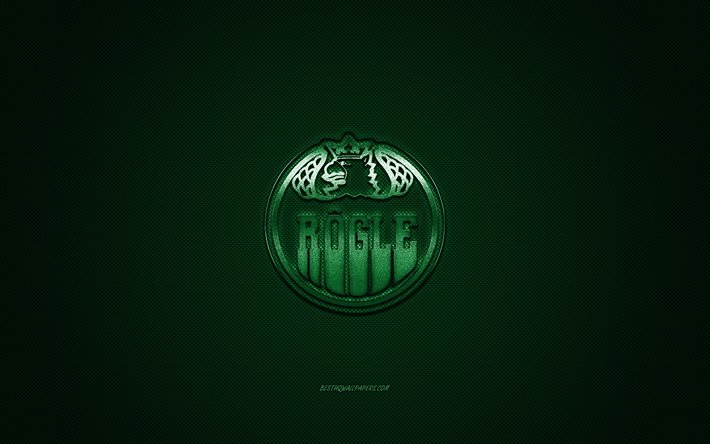 Rogle BK, Swedish hockey club, SHL, green logo, green carbon fiber background, ice hockey, Angelholm, Sweden, Rogle BK logo, Swedish Hockey League