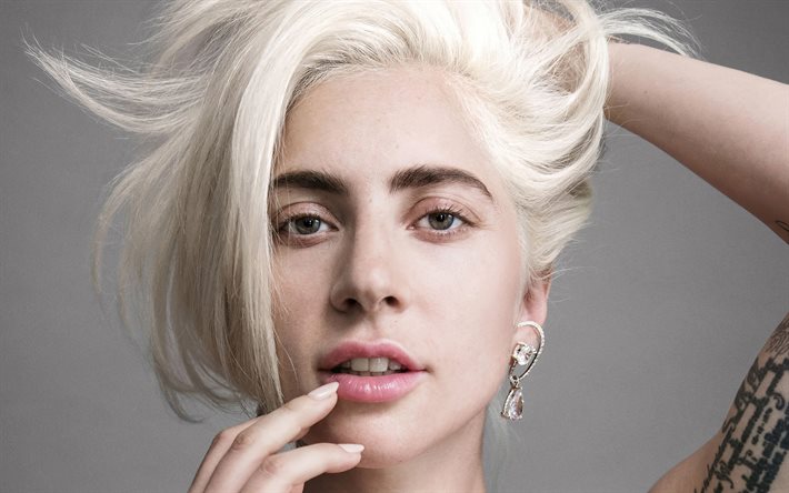 Lady Gaga, portre, Amerikalı şarkıcı, fotoğraf &#231;ekimi, Lady Gaga beyaz sa&#231;, Stefani Joanne Angelina Germanotta