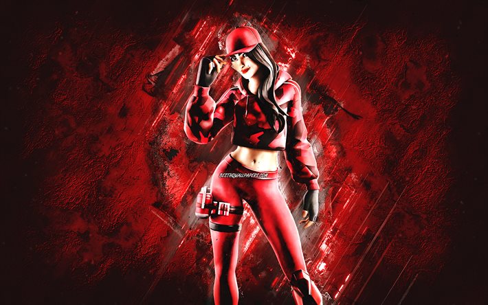Download Wallpapers Fortnite Ruby Skin Fortnite Main Characters Red Stone Background Ruby 