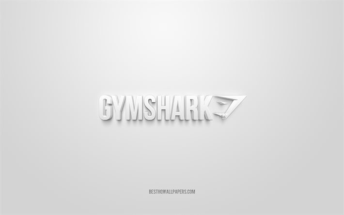 Gymshark logo, white background, Gymshark 3d logo, 3d art, Gymshark, brands logo, white 3d Gymshark logo