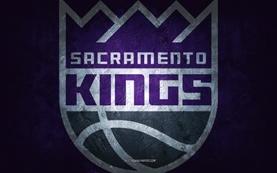 Sacramento Kings, American basketball team, purple stone background, Sacramento Kings logo, grunge art, NBA, basketball, USA, Sacramento Kings emblem