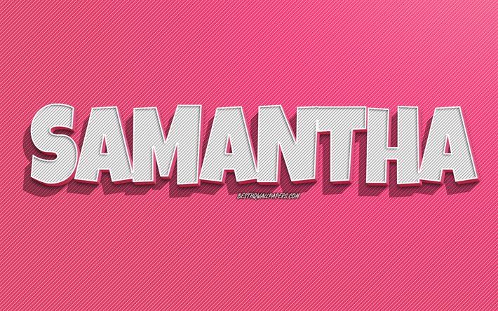 Descargar fondos de pantalla Samantha, fondo de líneas rosas, fondos de  pantalla con nombres, nombre samantha, nombres femeninos, tarjeta de  felicitación samantha, arte de línea, imagen con el nombre de Samantha  libre.