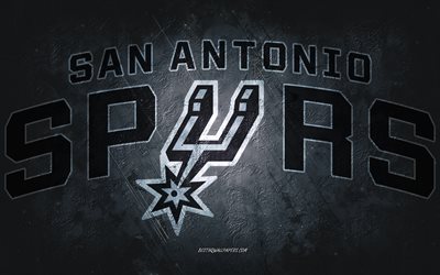 San Antonio Spurs, American basketball team, gray stone background, San Antonio Spurs logo, grunge art, NBA, basketball, USA, San Antonio Spurs emblem
