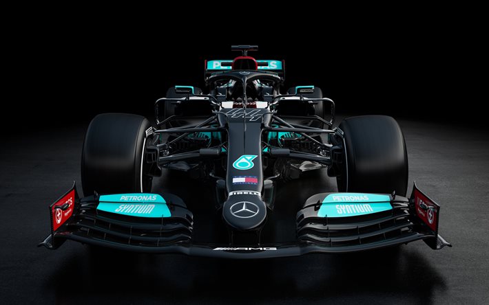 Mercedes-AMG F1 W12, 2021, 4k, vista frontale, esterno, nuove auto da corsa W12, F1 2021, Formula 1, Mercedes-AMG Petronas, F1 W12 E Performance