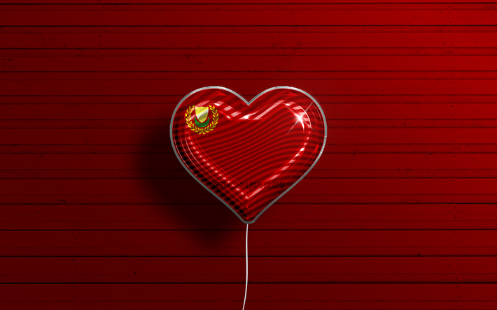 i love kedah, 4k, realistiset ilmapallot, punainen puinen tausta, kedahin p&#228;iv&#228;, malesian osavaltiot, kedahin lippu, malesia, lippupallo, kedah-lippu, kedah