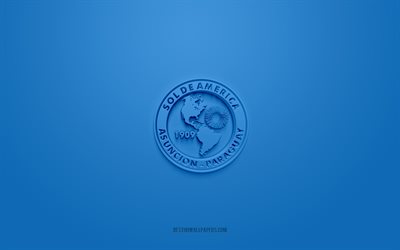 Club Sol de America, creative 3D logo, blue background, Paraguayan football club, Paraguayan Primera Division, Paraguay, 3d art, football, Club Sol de America 3d logo