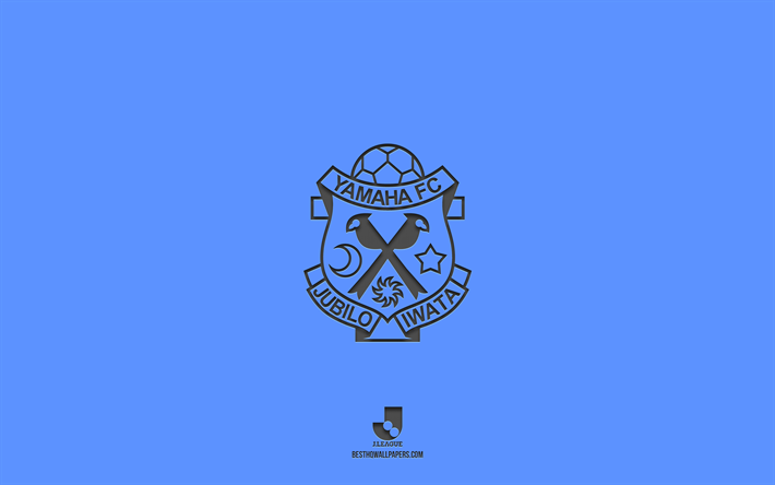 Jubilo Iwata, blue background, Japanese football team, Jubilo Iwata emblem, J2 League, Japan, football, Jubilo Iwata logo