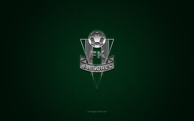 FK Jablonec, Czech football club, green logo, green carbon fiber background, Czech First League, football, Jablonec nad Nisou, Czech Republic, FK Jablonec logo