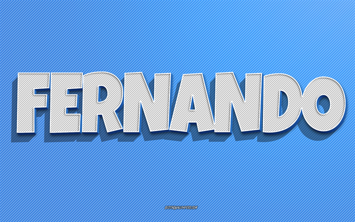 Fernando, blue lines background, wallpapers with names, Fernando name, male names, Fernando greeting card, line art, picture with Fernando name