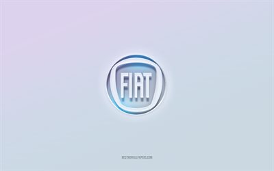 Fiat logo, cut out 3d text, white background, Fiat 3d logo, Fiat emblem, Fiat, embossed logo, Fiat 3d emblem