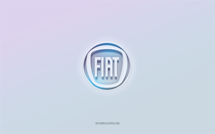fiat-logo, leikattu 3d-teksti, valkoinen tausta, fiat 3d -logo, fiat-tunnus, fiat, kohokuvioitu logo, fiat 3d -tunnus