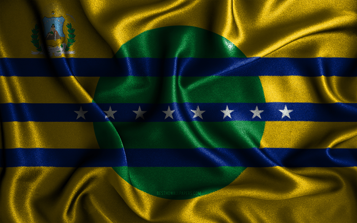 ボリバルフラグ, 4k, シルク波状の旗, ベネズエラの州, ボリバルの日, ファブリック フラグ, ボリバルの国旗, 3dアート, ボリバル, 南アメリカ, ベネズエラの国, ボリバル 3d フラグ, ベネズエラ