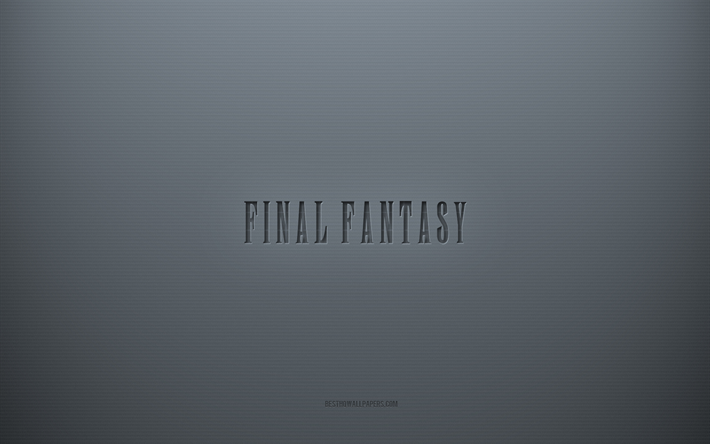 logotipo de final fantasy, fondo creativo gris, emblema de final fantasy, textura de papel gris, final fantasy, fondo gris, logotipo de final fantasy 3d