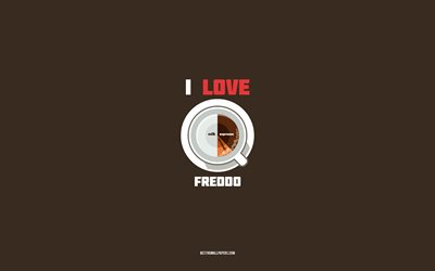 وصفة فريدو, 4k, كوب مع مكونات فريدو, أنا أحب فريدو القهوة, خلفية بنية اللون, القهوة الباردة, وصفات القهوة, مكونات فريدو