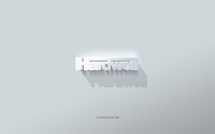 logo hardwell, fond blanc, logo hardwell 3d, art 3d, hardwell, embl&#232;me hardwell 3d