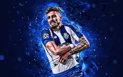 Alex Telles, joy, Porto FC, Primeira Liga, goal, brazilian footballers, Alex Nicolao Telles, neon lights, soccer, FC Porto