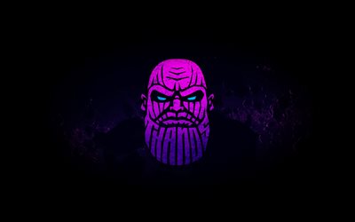 Thanos, 4k, minimal, supereroi, sfondo nero, creativo, Thanos 4K, opere d&#39;arte