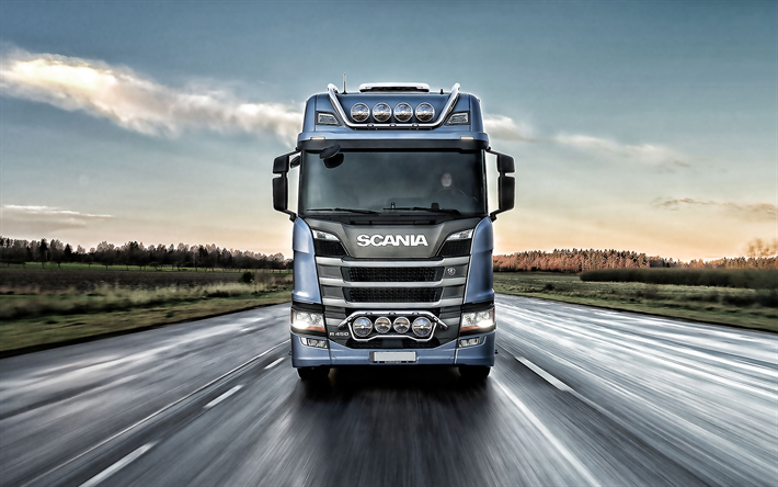 Scania R450, 2019, フロントビュー, 台車は高速道路を利用し, トラック輸送, 配信概念, 新しいトラック, Scania