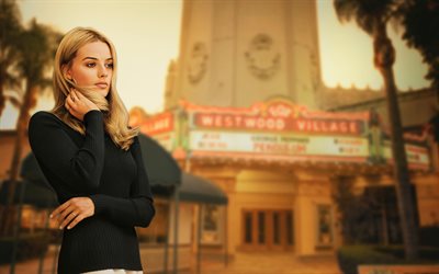 sharon tate, 4k, once upon a time in hollywood, 2019 film, poster, margot robbie