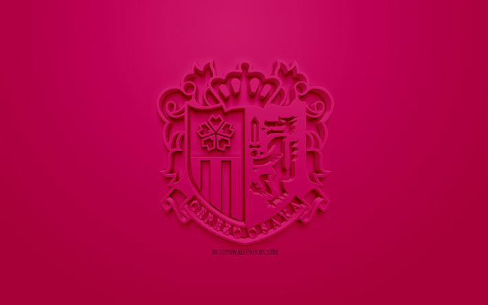 Visivelmente Osaka, C-Osaka, criativo logo 3D, fundo rosa, 3d emblema, Japon&#234;s futebol clube, J1 League, Osaka, Jap&#227;o, Arte 3d, futebol, elegante logotipo 3d