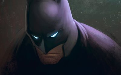 Batman, darkness, artwork, superheroes, Bat-man, batman at night