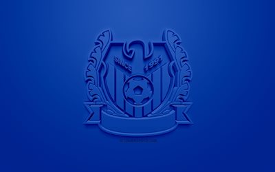 Il Gamba Osaka, creativo logo 3D, sfondo blu, emblema 3d, Giapponese football club, J1 League, Osaka, in Giappone, 3d, arte, calcio, elegante logo 3d, G-Osaka