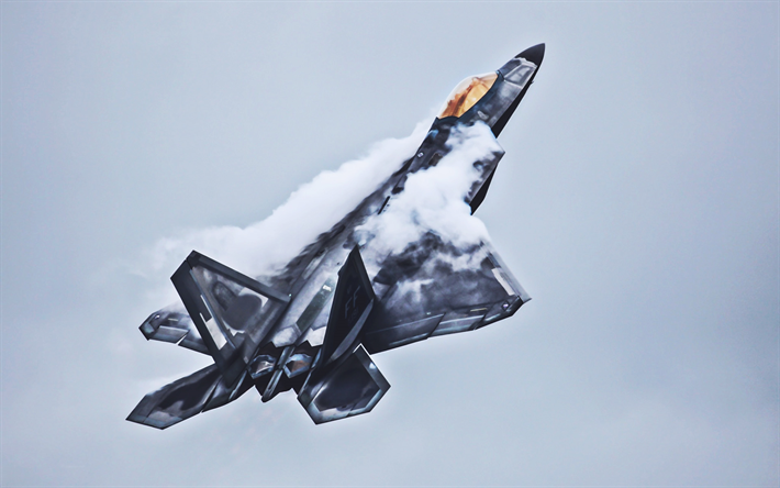 A Lockheed Martin F-22 Raptor, lutador, HDR, avi&#245;es de combate, jet fighter, A Lockheed Martin, Ex&#233;rcito dos EUA