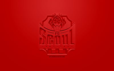 FC Seoul, الإبداعية شعار 3D, خلفية حمراء, 3d شعار, كوريا الجنوبية لكرة القدم, ك الدوري 1, سيول, كوريا الجنوبية, الفن 3d, كرة القدم, أنيقة شعار 3d