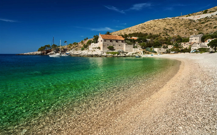 Isola di Hvar, Dubovica, spiaggia, Mare Adriatico, costa, estate, turismo, viaggi, Croazia