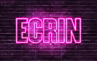 Ecrin, 4k, wallpapers with names, female names, Ecrin name, purple neon lights, Happy Birthday Ecrin, popular turkish female names, picture with Ecrin name