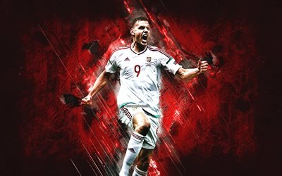 Adam Szalai, Ungern fotbollslandslag, r&#246;d sten bakgrund, Ungern, fotboll, ungerska fotbollsspelare