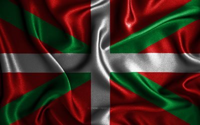 Drapeau du Pays Basque, 4k, drapeaux ondul&#233;s en soie, Communaut&#233;s d&#39;Espagne, drapeaux en tissu, art 3D, communaut&#233;s espagnoles, Pays Basque, Espagne, drapeau 3D du Pays Basque