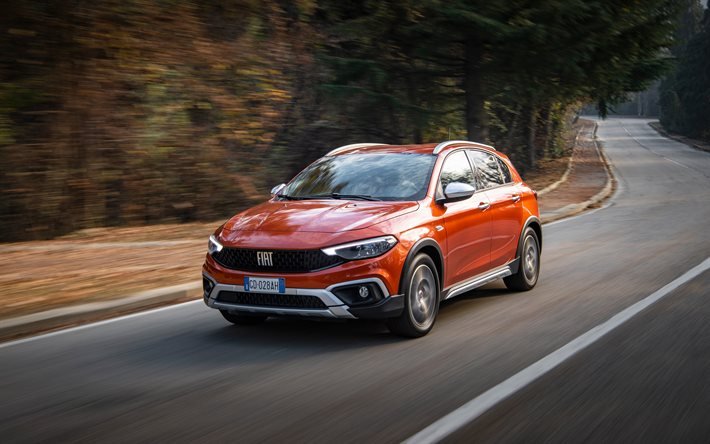 Fiat Tipo Cross, 4k, highway, 2021 cars, motion blur, Fiat 357, 2021 Fiat Tipo Cross, italian cars, Fiat