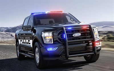 2021, Ford F-150 Polis M&#252;dahaleci, &#246;nden g&#246;r&#252;n&#252;m, polis kamyoneti, F-150, polis arabaları, amerikan arabaları, Ford