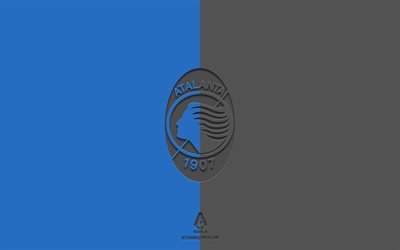 Atalanta BC, fundo preto azulado, sele&#231;&#227;o italiana de futebol, emblema da Atalanta, S&#233;rie A, It&#225;lia, futebol, logotipo da Atalanta, Atalanta Bergamasca Calcio