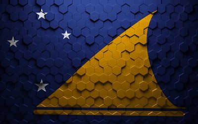 Tokelau flagga, bikakekonst, Tokelau hexagons flagga, Tokelau, 3d hexagons art