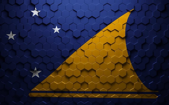 Tokelau-lippu, hunajakenno, Tokelau-kuusikulmio, Tokelau, 3D-kuusikulmio