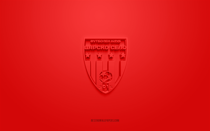 fc tsarsko selo sofia, luova 3d-logo, punainen tausta, bulgarian ykk&#246;sliiga, 3d-tunnus, bulgarian jalkapallomaa, bulgaria, 3d-taide, parva liga, jalkapallo, fc tsarsko selo sofia 3d-logo