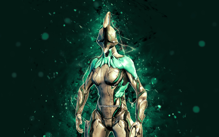 4k, Nyx, turquoise grunge background, Warframe, RPG, Warframe characters, Nyx Build, vortex, Warframe Builds, Nyx Warframe