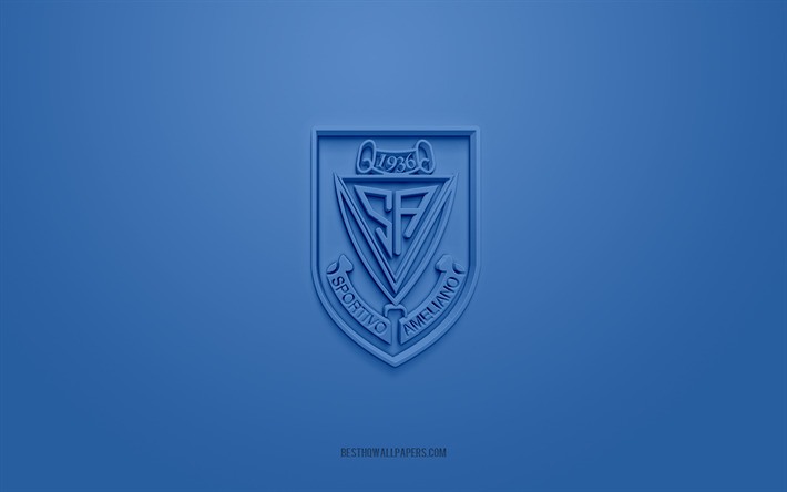 Sportivo Ameliano, creative 3D logo, blue background, Paraguayan football club, Paraguayan Primera Division, Paraguay, 3d art, football, Sportivo Ameliano 3d logo