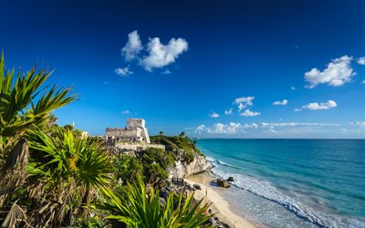 Tulum, Caribbean coast, sea, summer, Caribbean sea, seascape, Quintana Roo, Mexico