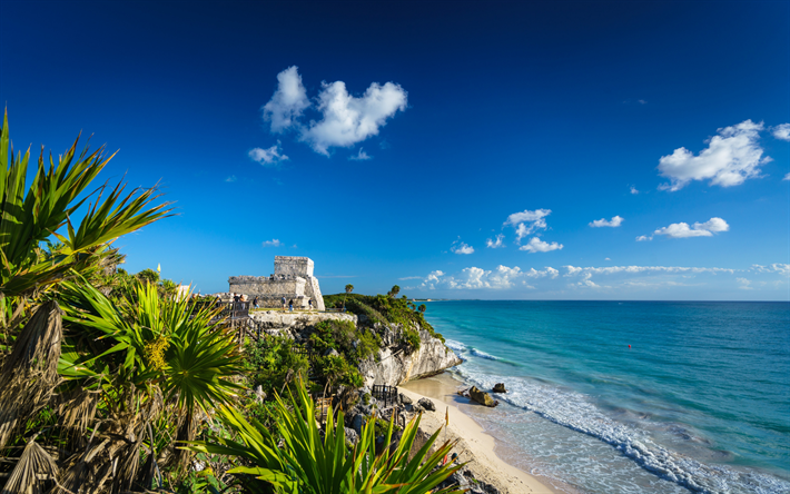 tulum, karibische k&#252;ste, meer, sommer, karibisches meer, meereslandschaft, quintana roo, mexiko