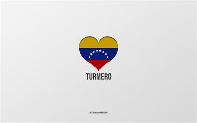 I Love Turmero, Venezuela cities, Day of Turmero, gray background, Turmero, Venezuela, Venezuelan flag heart, favorite cities, Love Turmero