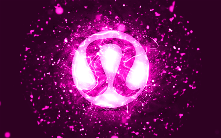 logo violet lululemon athletica, 4k, n&#233;ons violets, cr&#233;atif, abstrait violet, logo lululemon athletica, marques, lululemon athletica